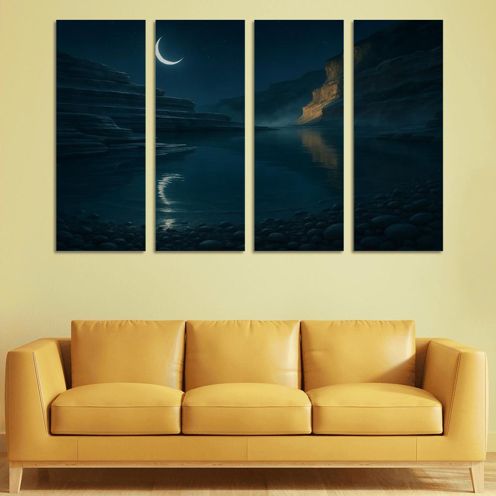 Moonlit Mirror Lagoon multi-panel paintings