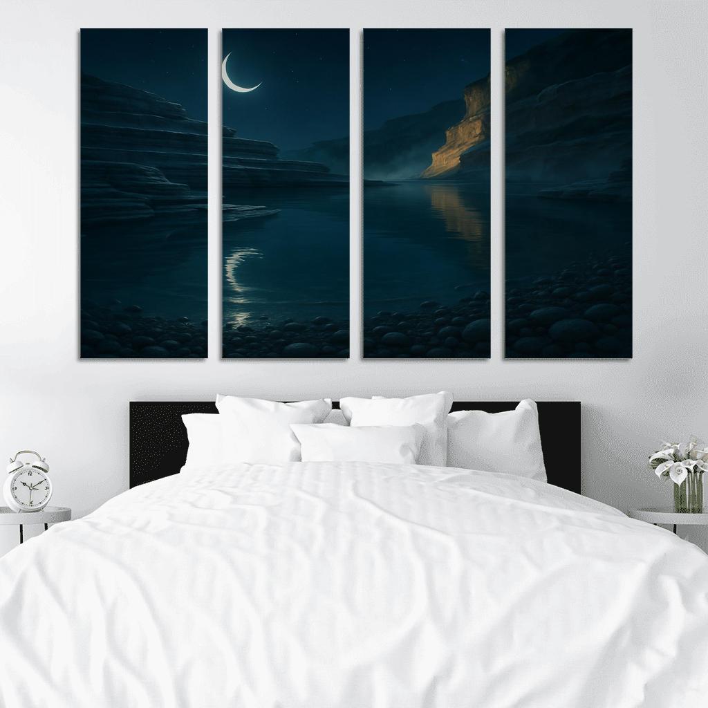 Moonlit Mirror Lagoon multi-panel paintings