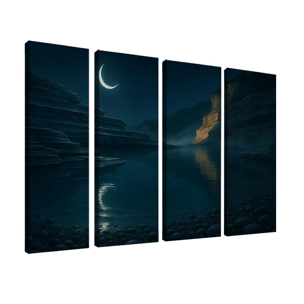 Moonlit Mirror Lagoon multi-panel paintings