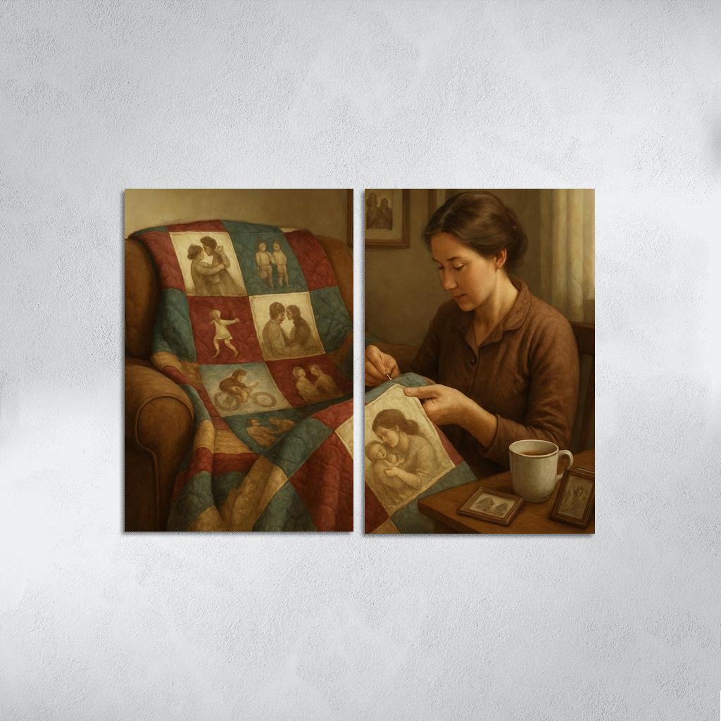 The Patchwork Memory Quilt multi-panel paintings