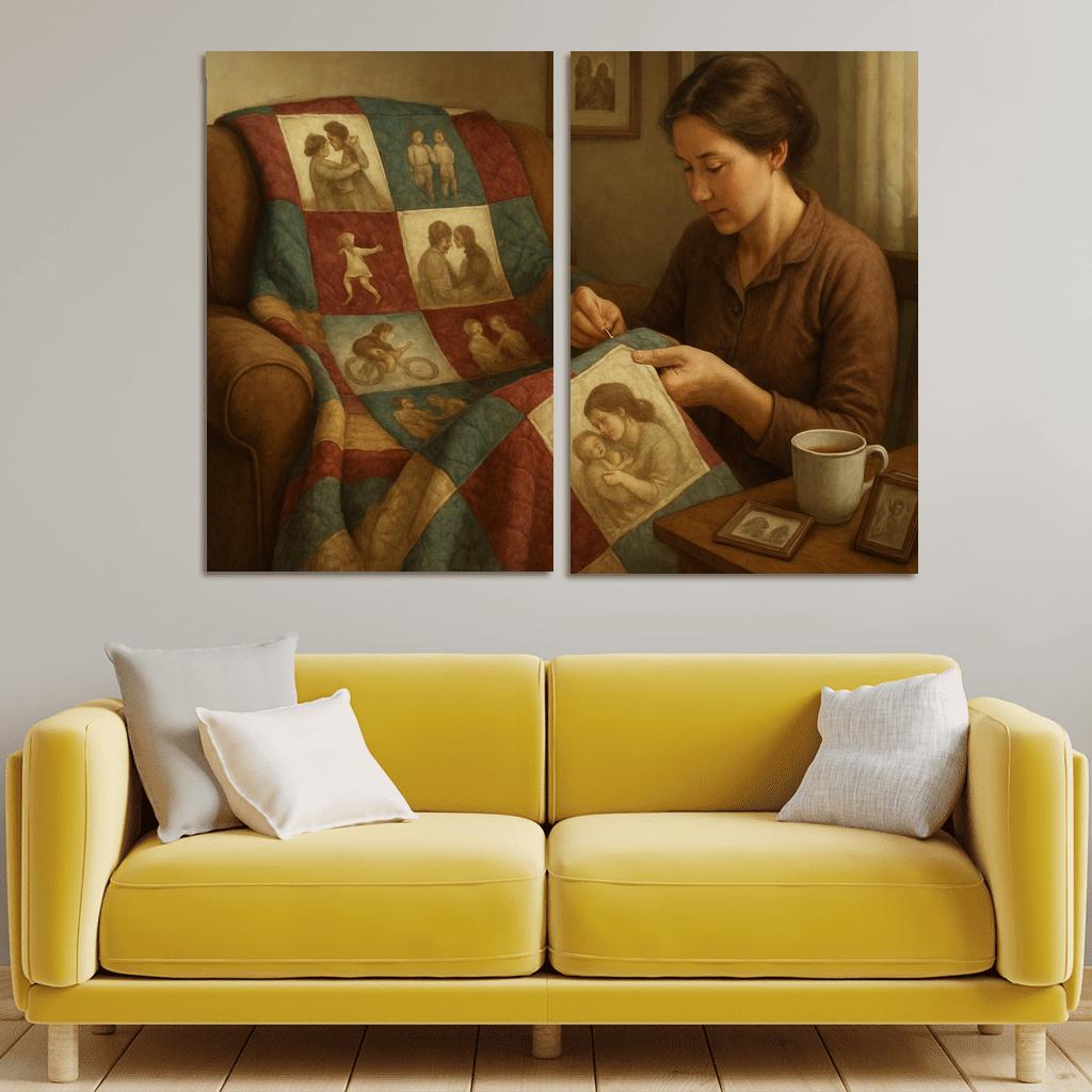 The Patchwork Memory Quilt multi-panel paintings