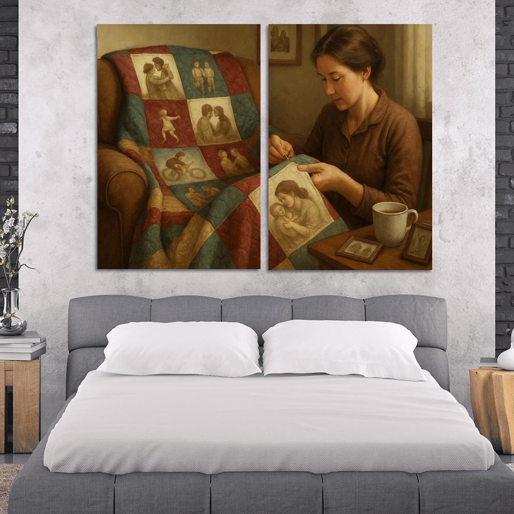 The Patchwork Memory Quilt multi-panel paintings