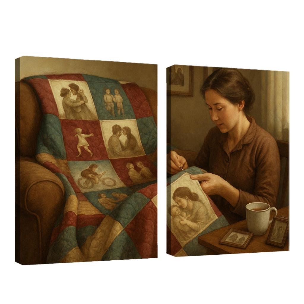 The Patchwork Memory Quilt multi-panel paintings