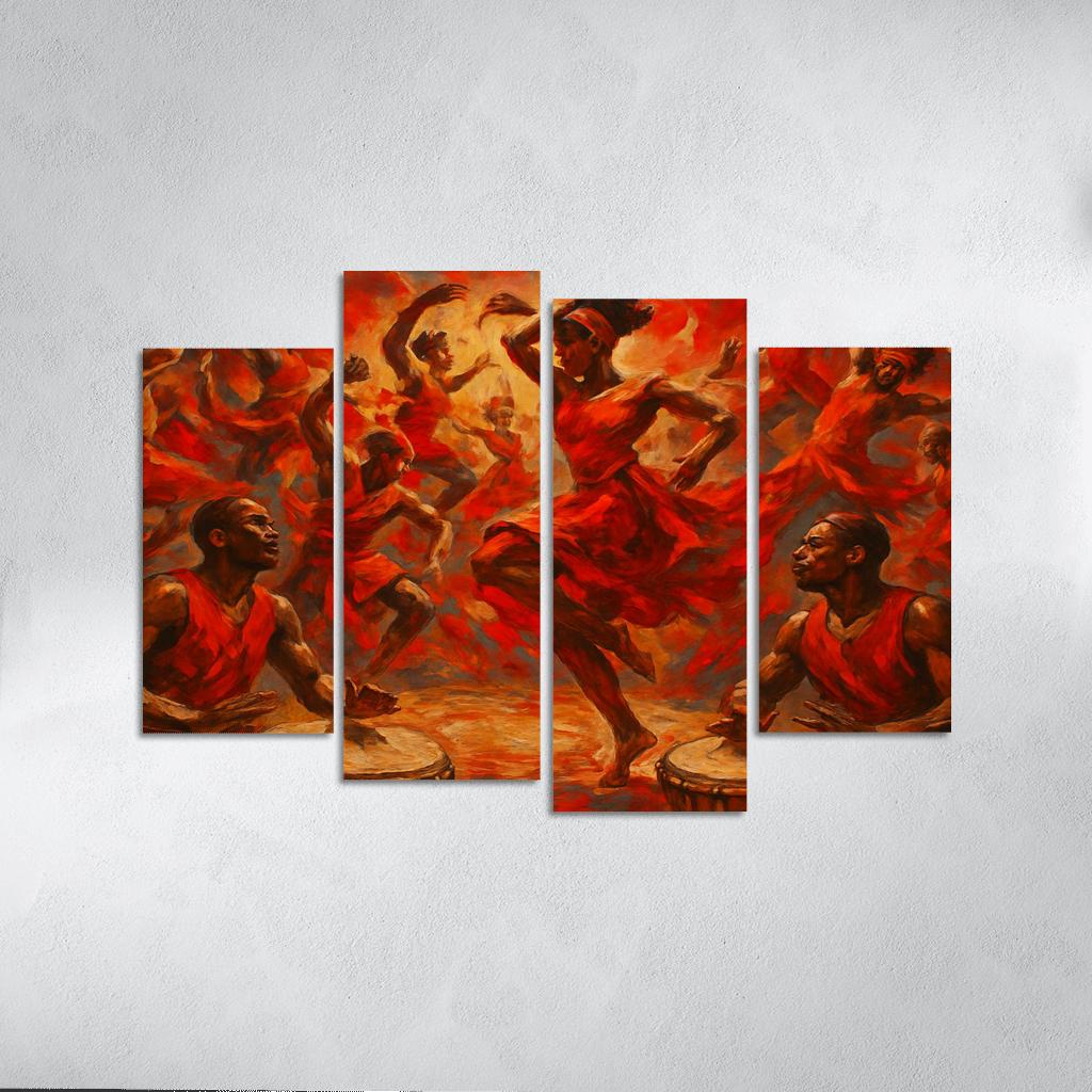 Afro Contemporary Drum Fusion multi-panel paintings