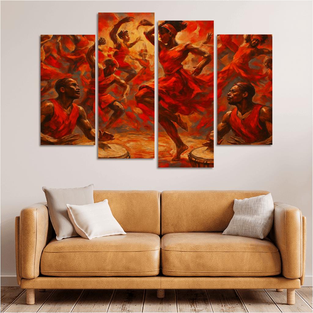 Afro Contemporary Drum Fusion multi-panel paintings