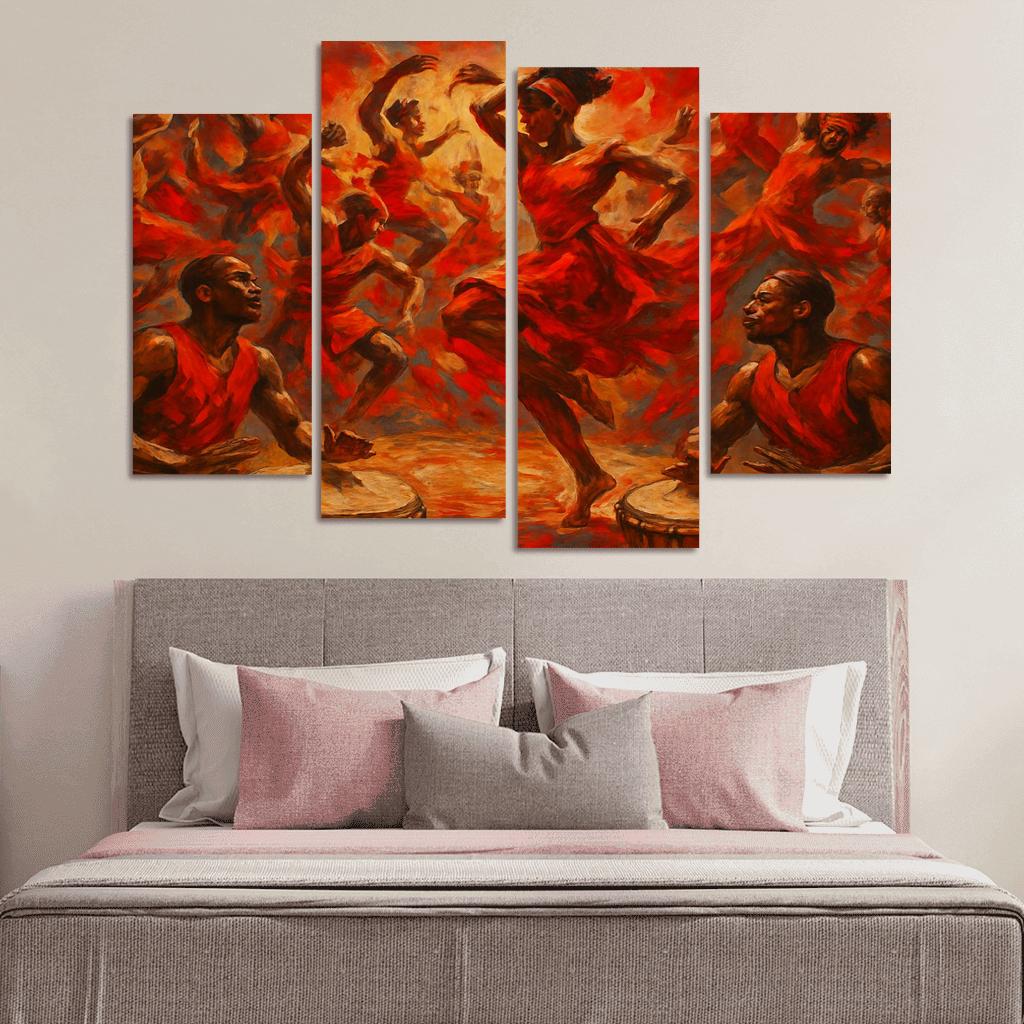 Afro Contemporary Drum Fusion multi-panel paintings