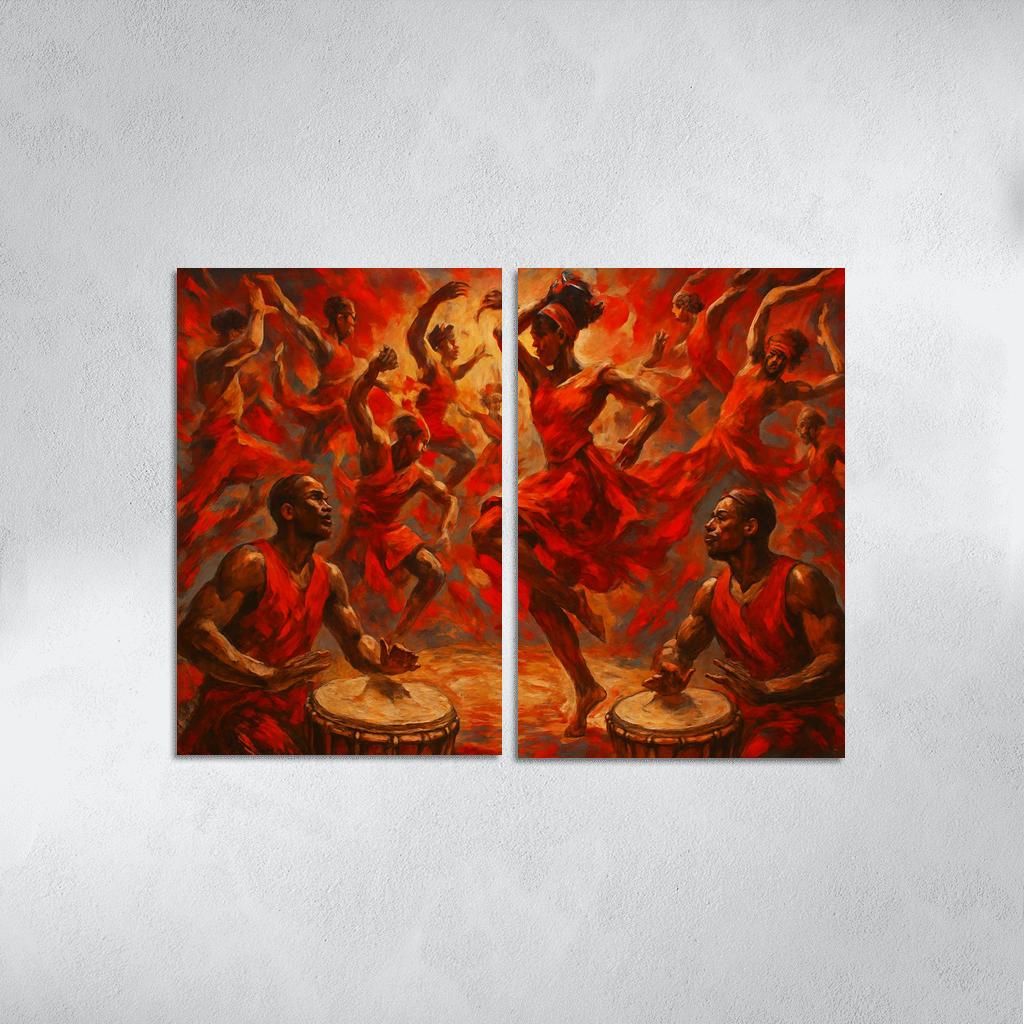 Afro Contemporary Drum Fusion multi-panel paintings