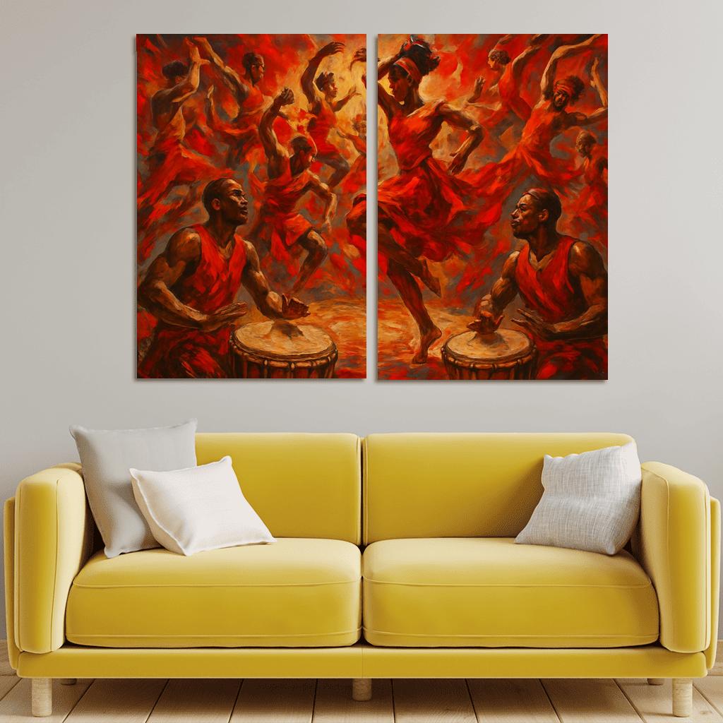 Afro Contemporary Drum Fusion multi-panel paintings