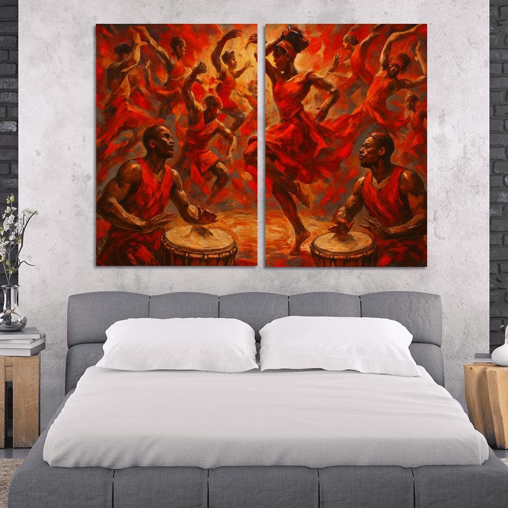 Afro Contemporary Drum Fusion multi-panel paintings