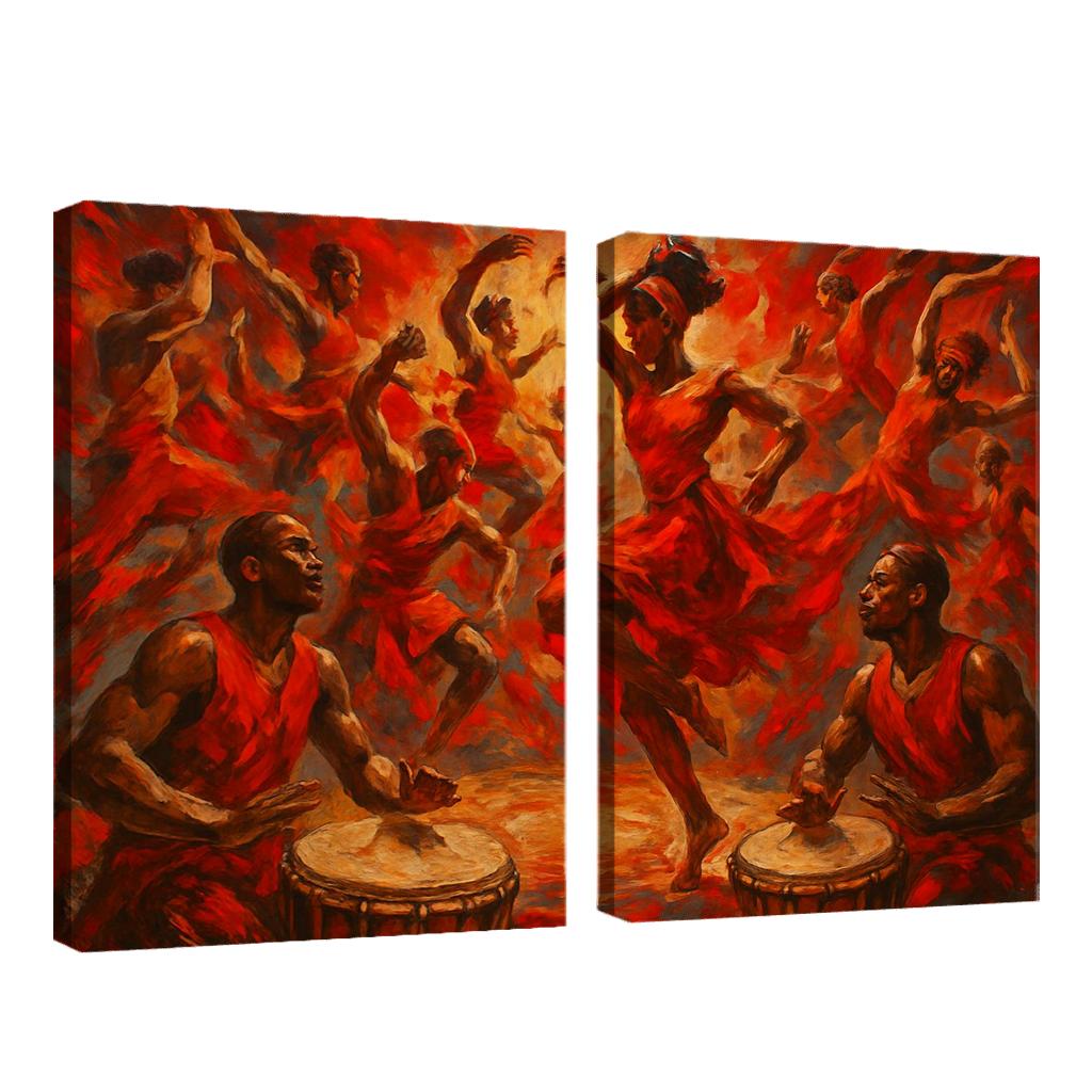 Afro Contemporary Drum Fusion multi-panel paintings