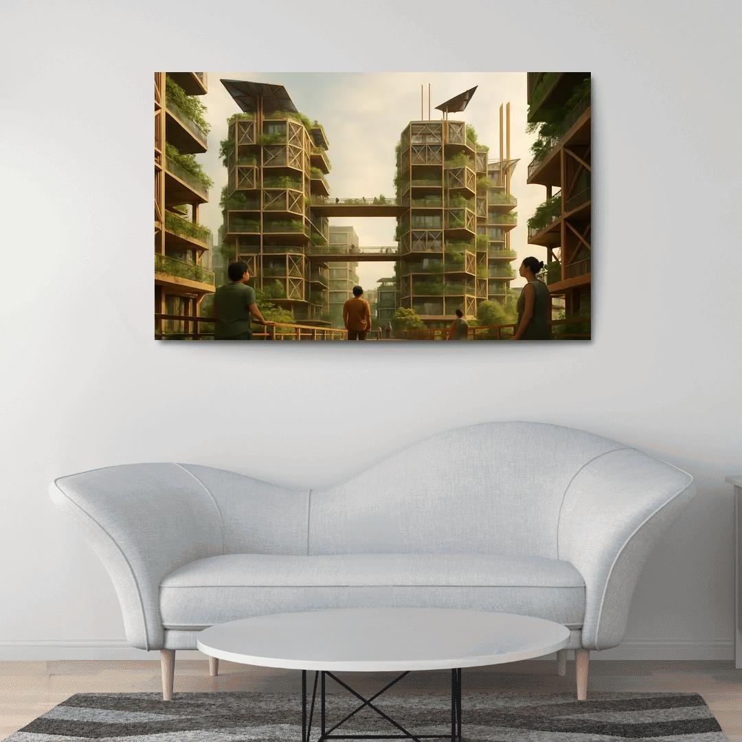 Lattice Habitat Towers canvas paintings frame