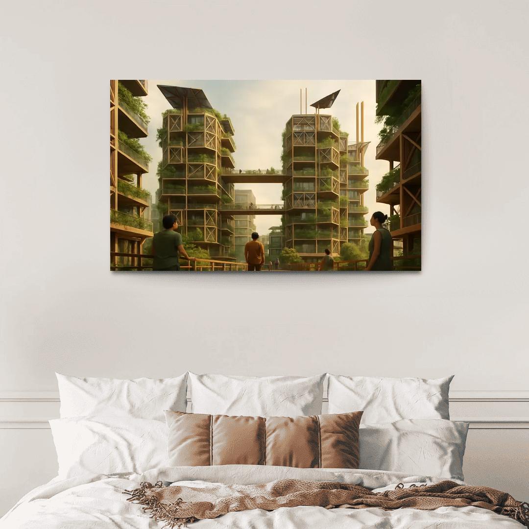 Lattice Habitat Towers canvas paintings frame