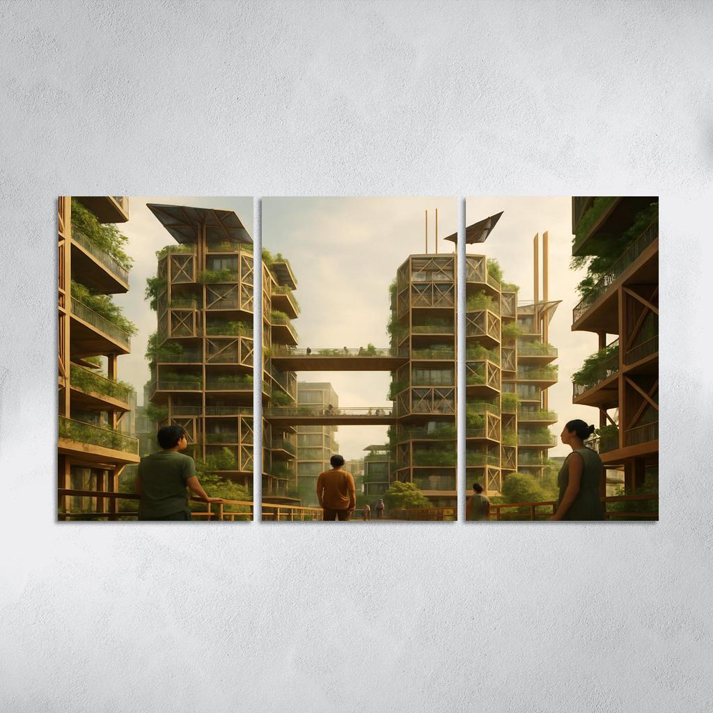 Lattice Habitat Towers canvas paintings frame