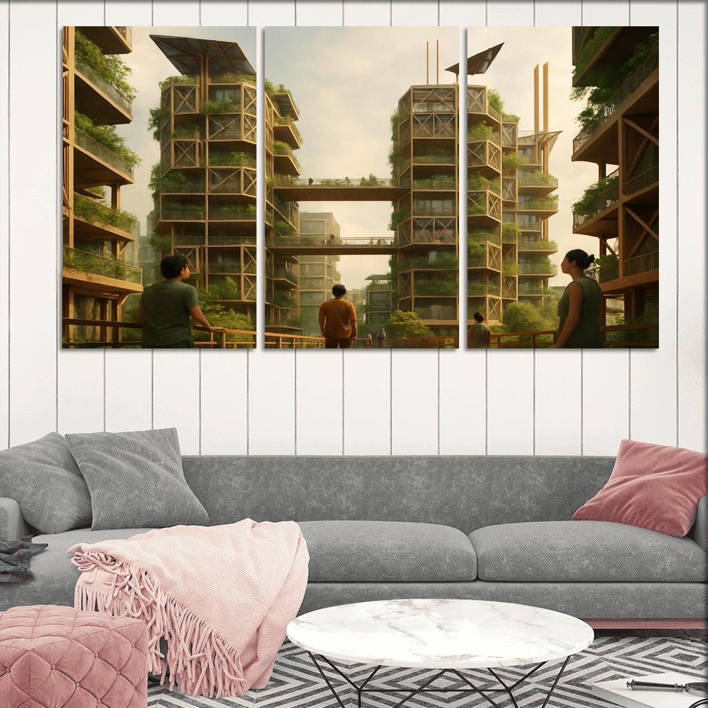 Lattice Habitat Towers canvas paintings frame