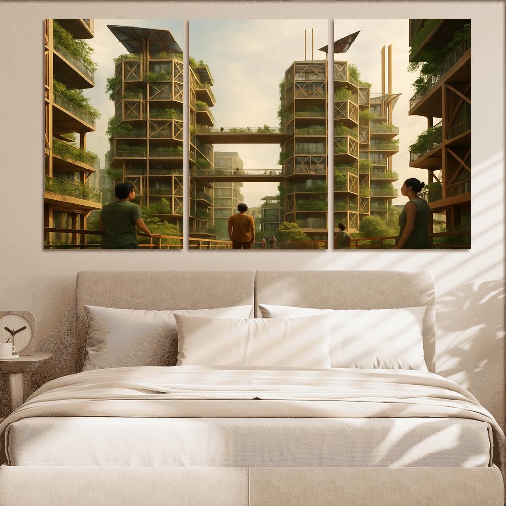 Lattice Habitat Towers canvas paintings frame