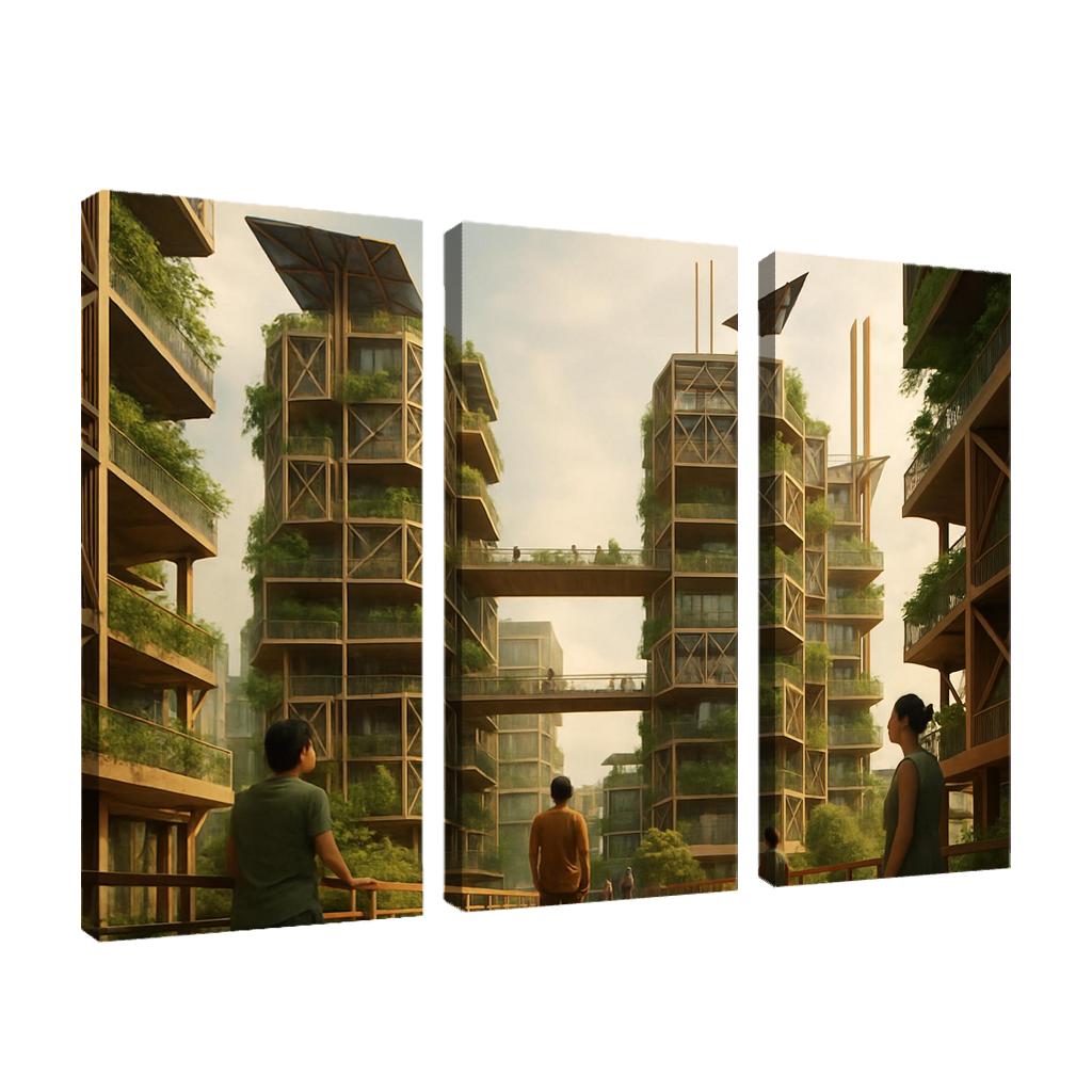 Lattice Habitat Towers canvas paintings frame
