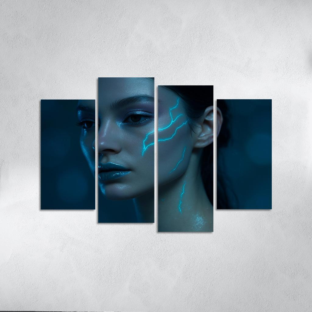 Bioluminescent Accent Makeup multi-panel paintings