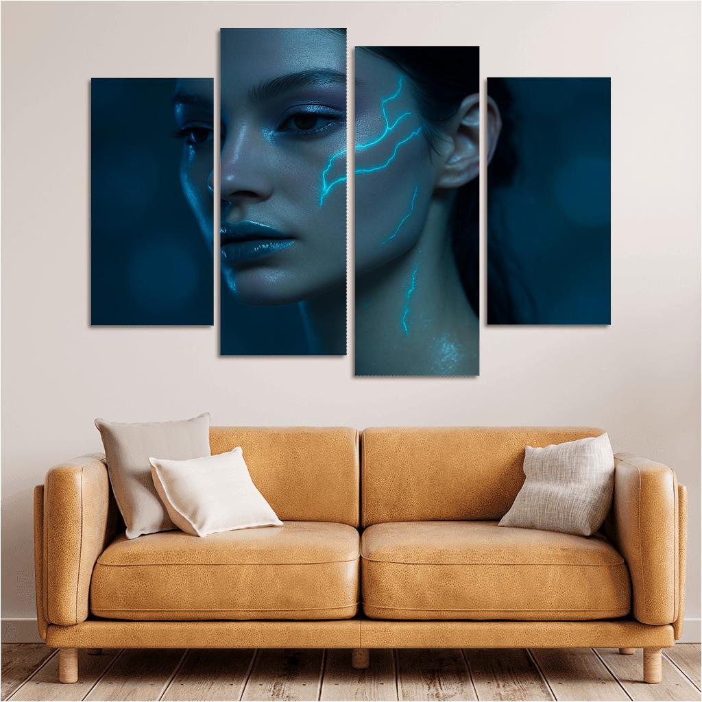 Bioluminescent Accent Makeup multi-panel paintings
