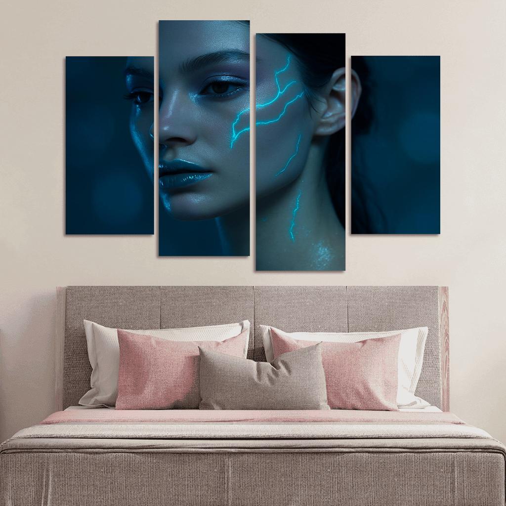 Bioluminescent Accent Makeup multi-panel paintings