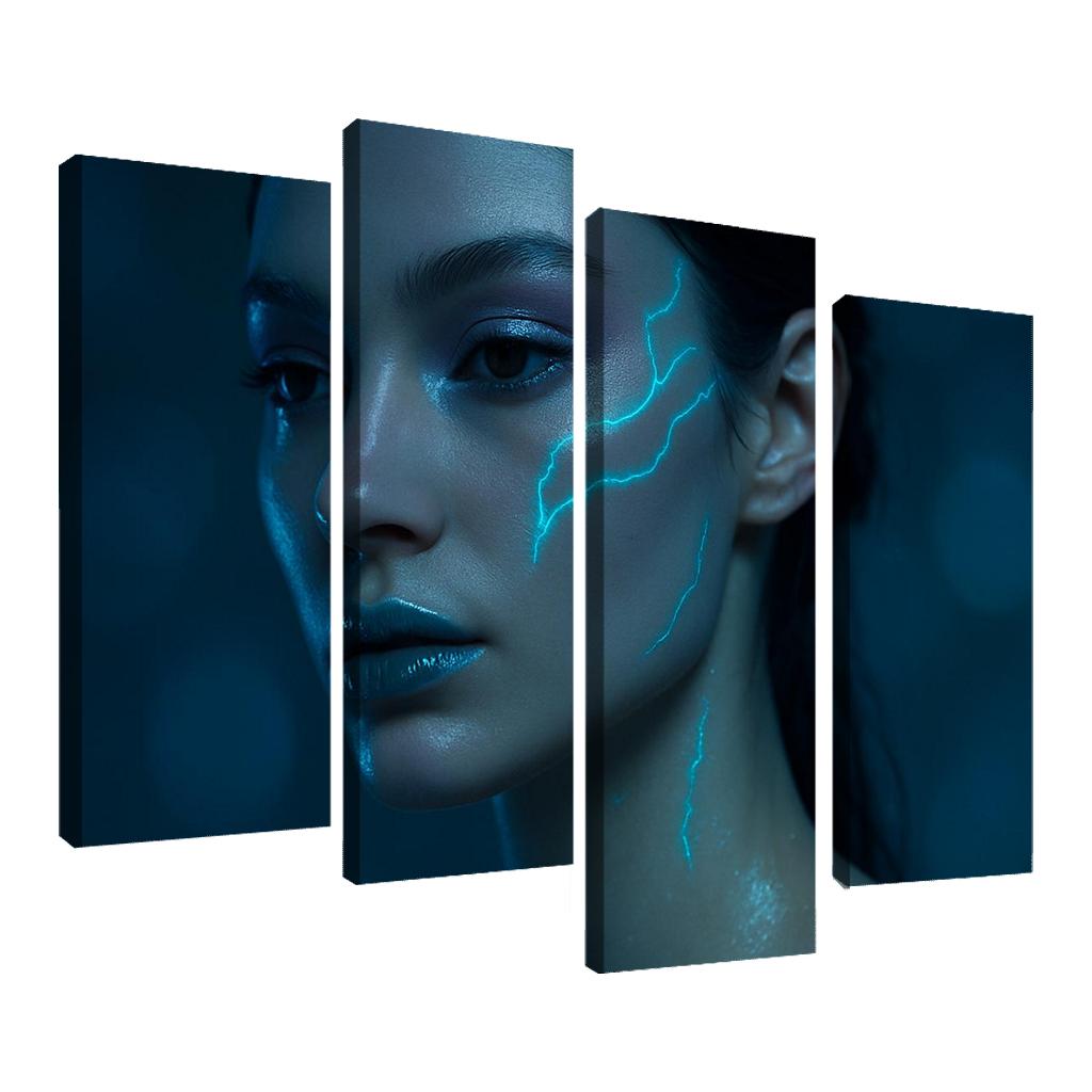 Bioluminescent Accent Makeup multi-panel paintings