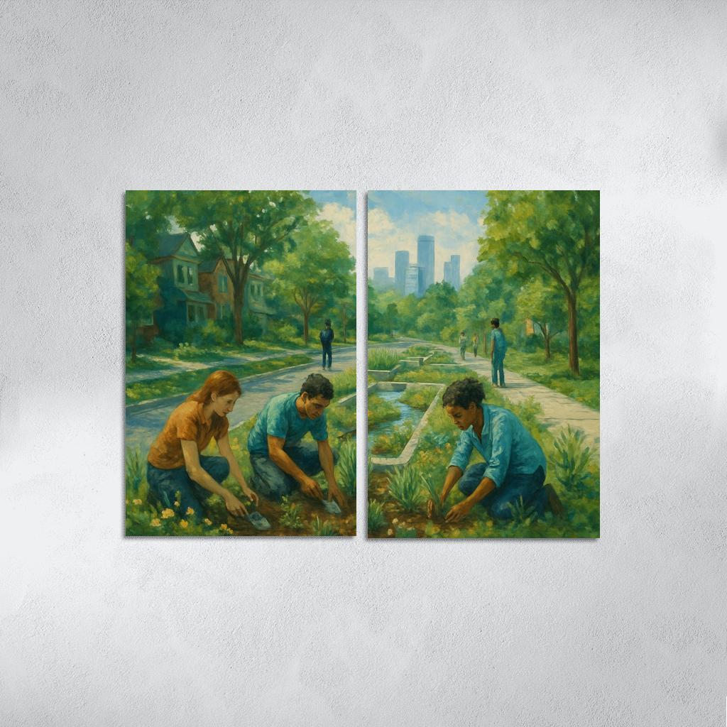 Urban Ecology Design Lab multi-panel paintings