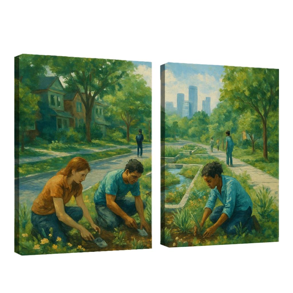 Urban Ecology Design Lab multi-panel paintings