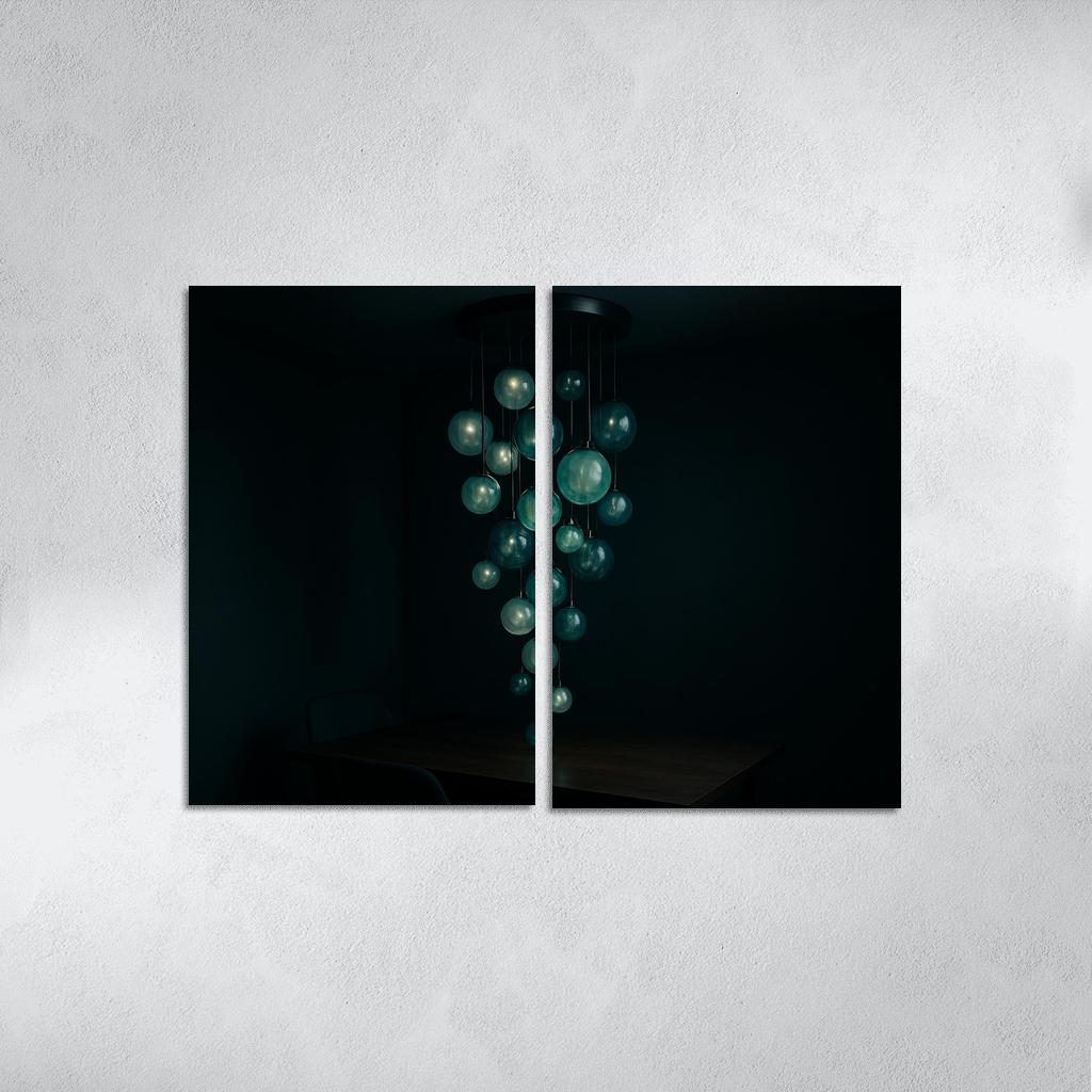 Bioluminescent Glass Orb Chandelier wall art