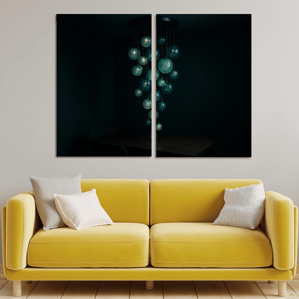 Bioluminescent Glass Orb Chandelier wall art