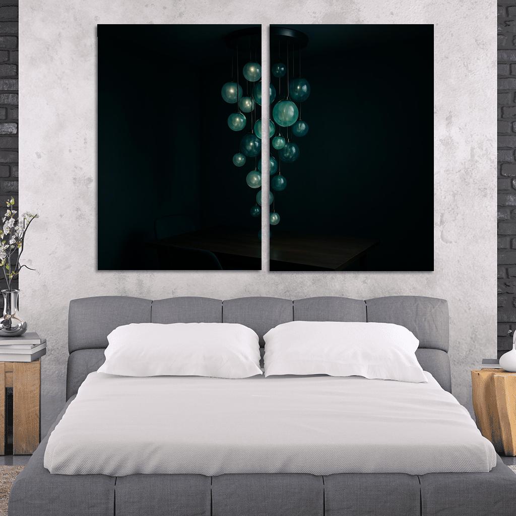 Bioluminescent Glass Orb Chandelier wall art