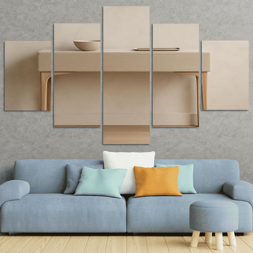 Linen And Ash Sculptural Console oil paintings frame