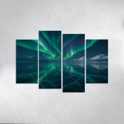 Silent Aurora Over Crystal Frozen Lake decor
