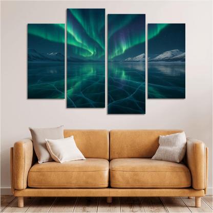 Silent Aurora Over Crystal Frozen Lake decor