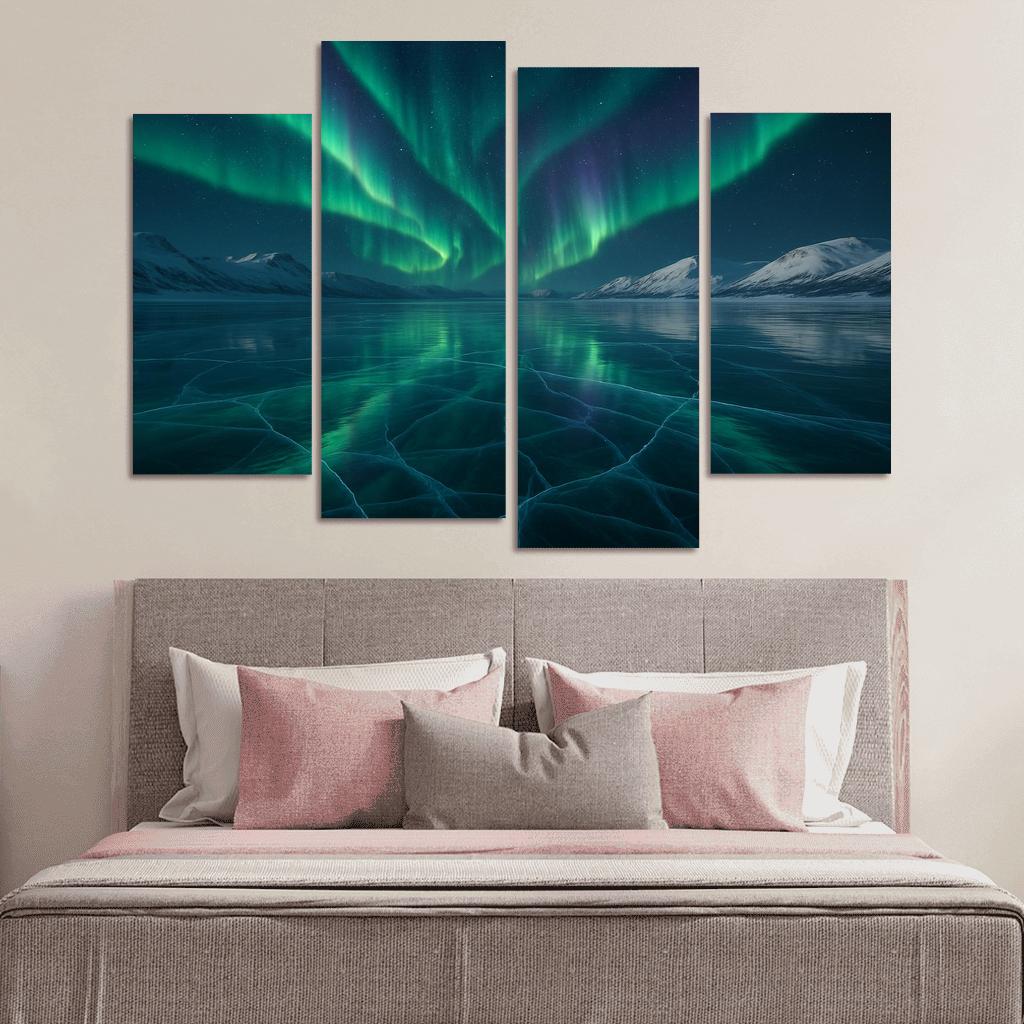Silent Aurora Over Crystal Frozen Lake decor