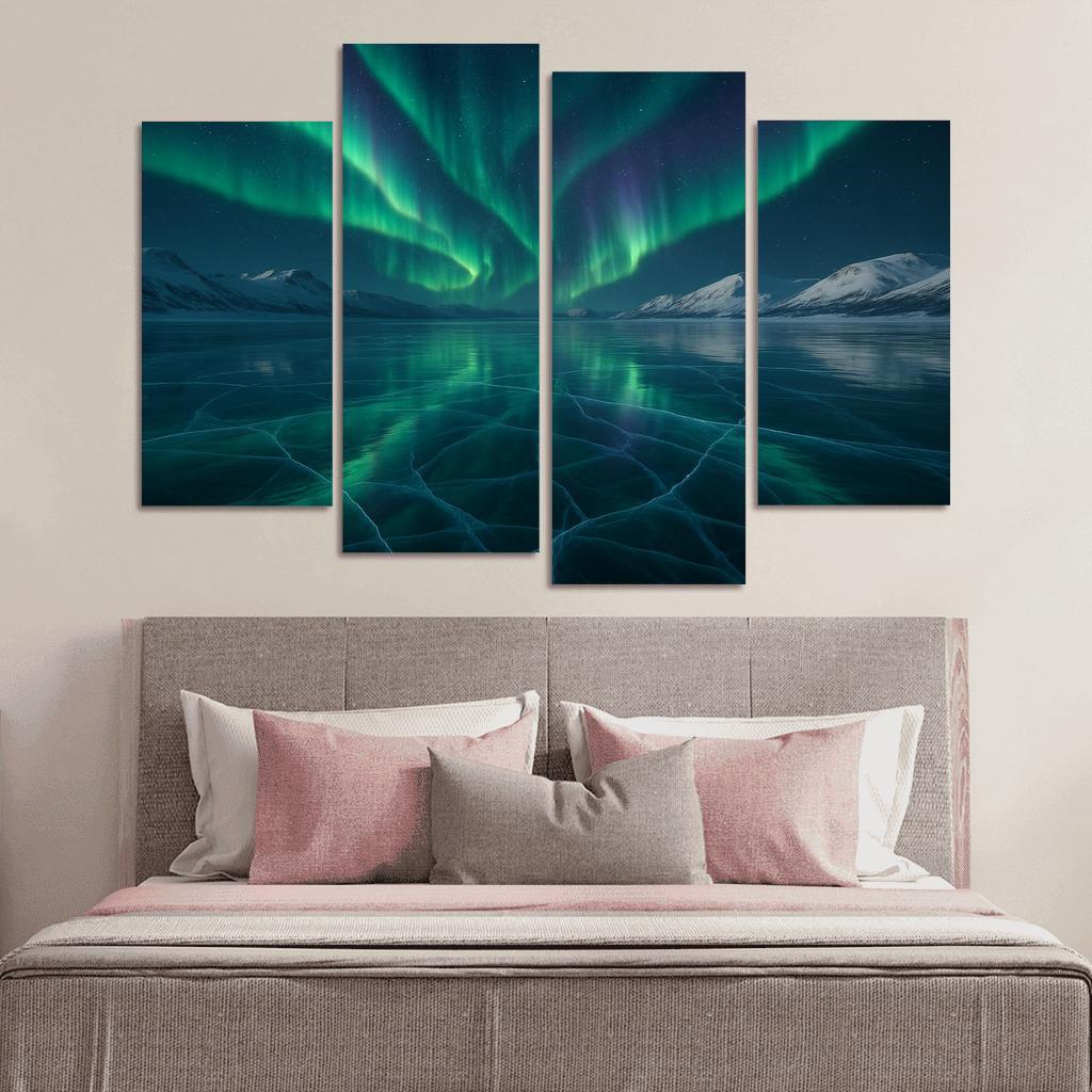 Silent Aurora Over Crystal Frozen Lake decor