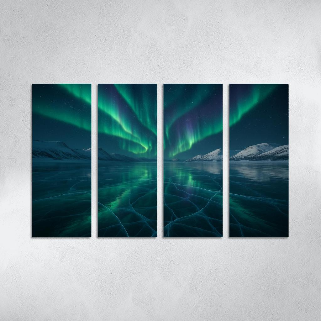 Silent Aurora Over Crystal Frozen Lake decor