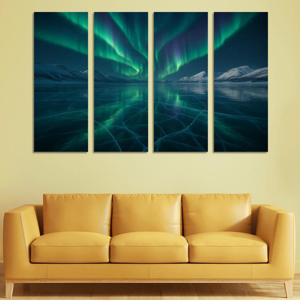 Silent Aurora Over Crystal Frozen Lake decor