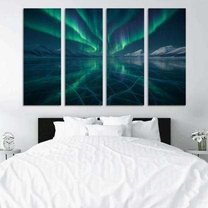 Silent Aurora Over Crystal Frozen Lake decor
