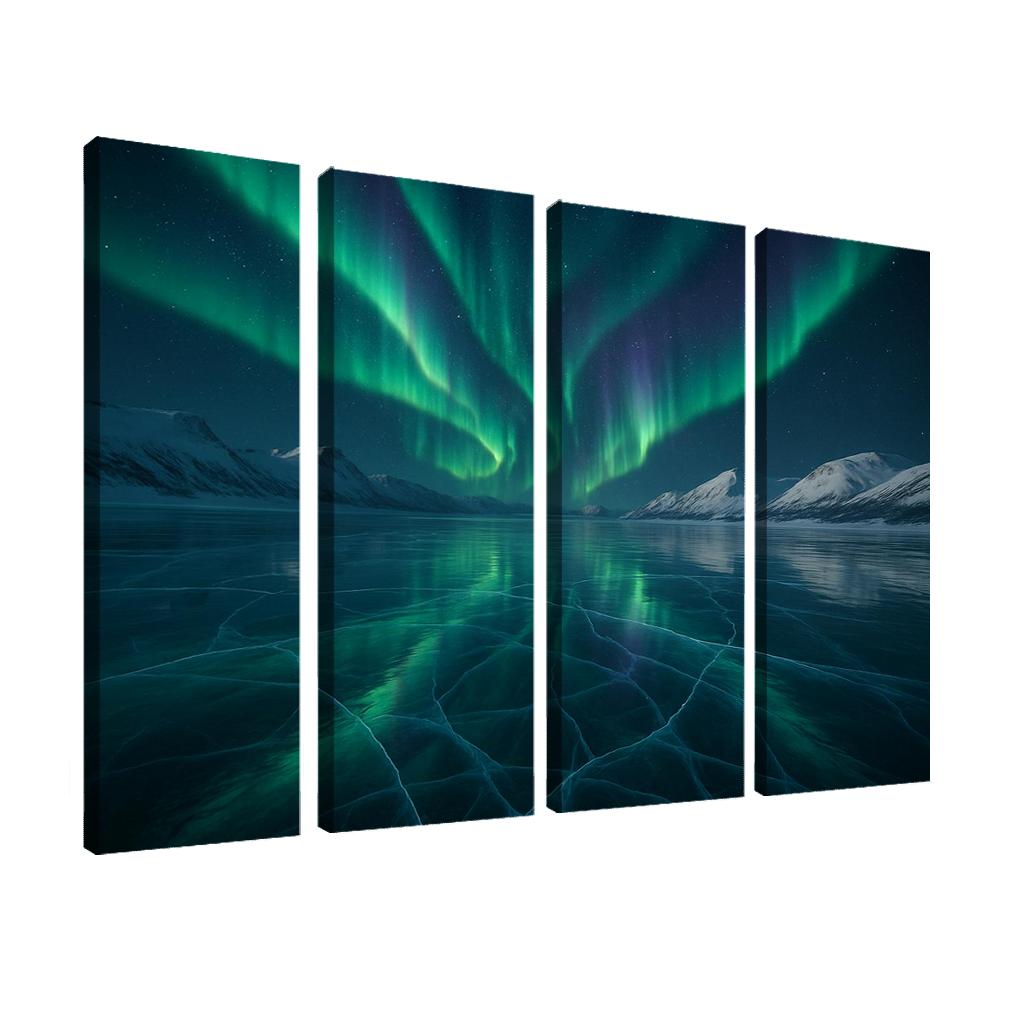 Silent Aurora Over Crystal Frozen Lake decor
