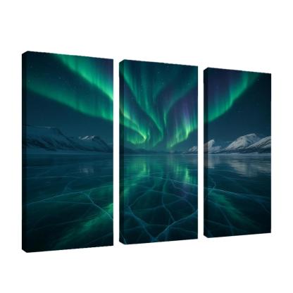Silent Aurora Over Crystal Frozen Lake decor