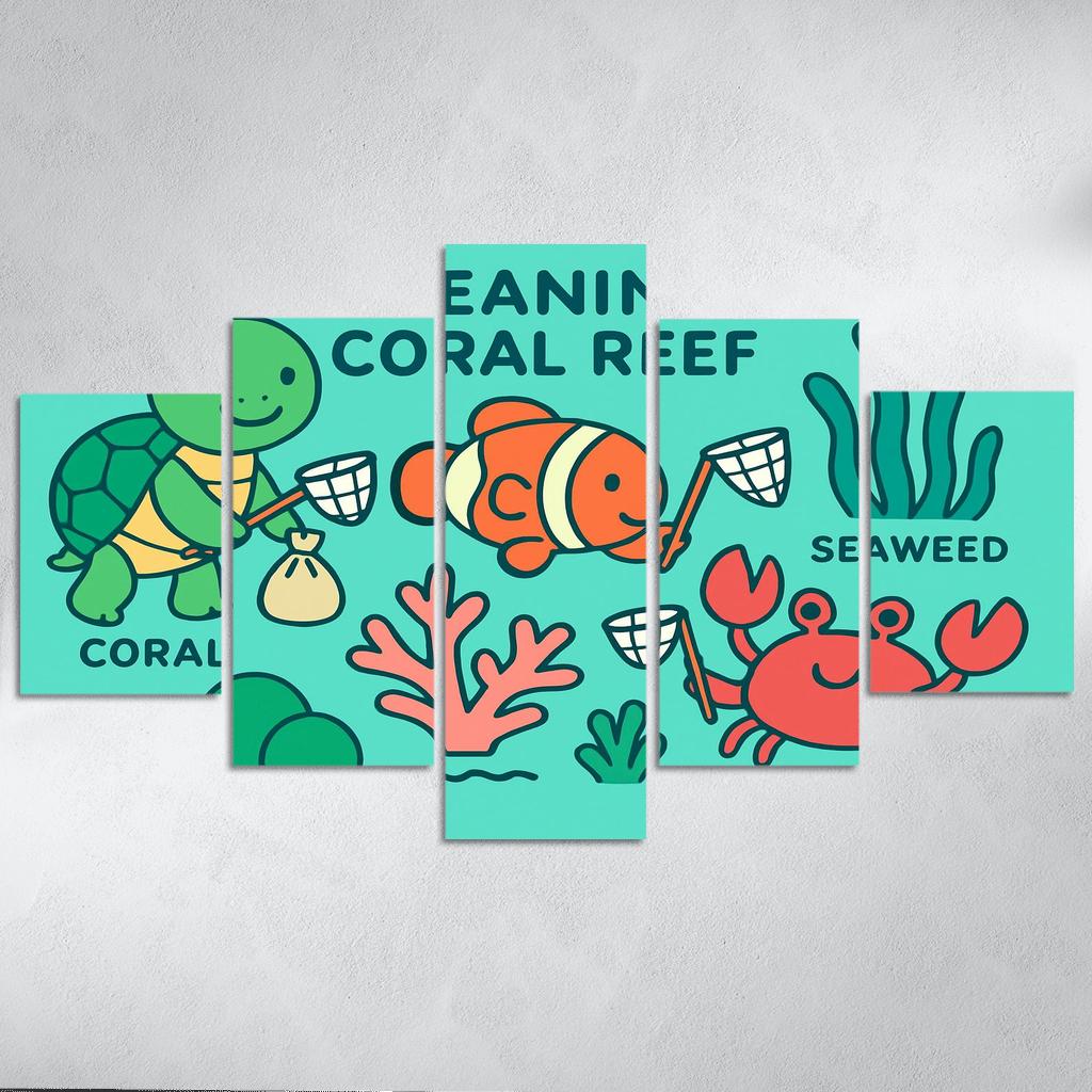 Coral Reef Cleanup Crew canvas paintings frame