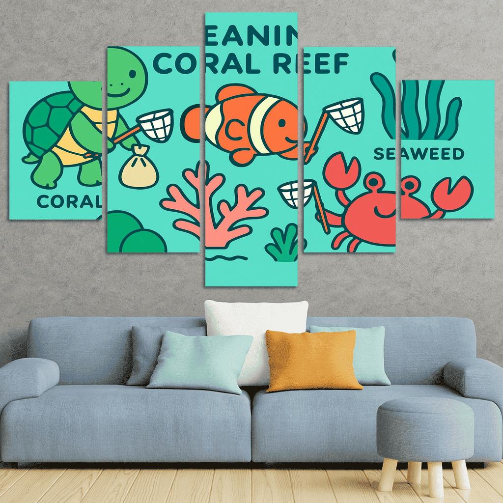 Coral Reef Cleanup Crew canvas paintings frame
