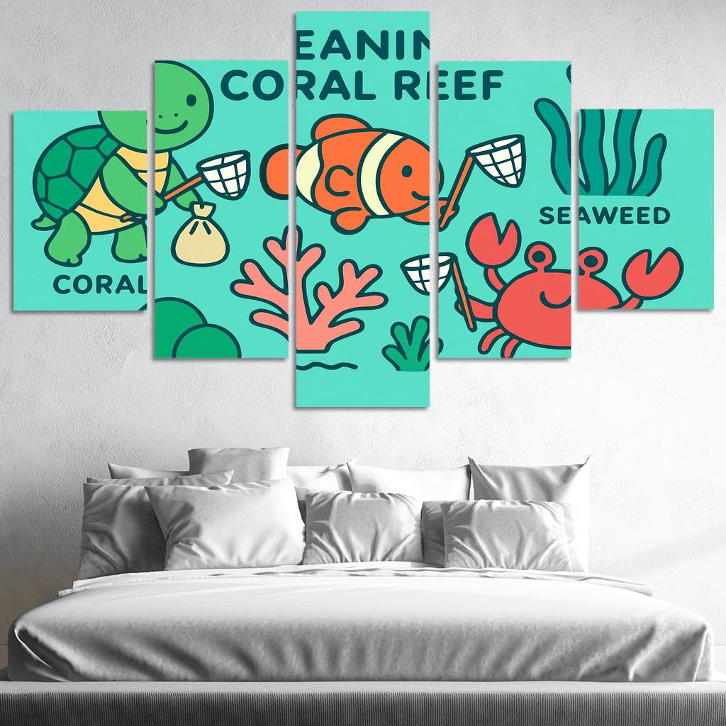 Coral Reef Cleanup Crew canvas paintings frame
