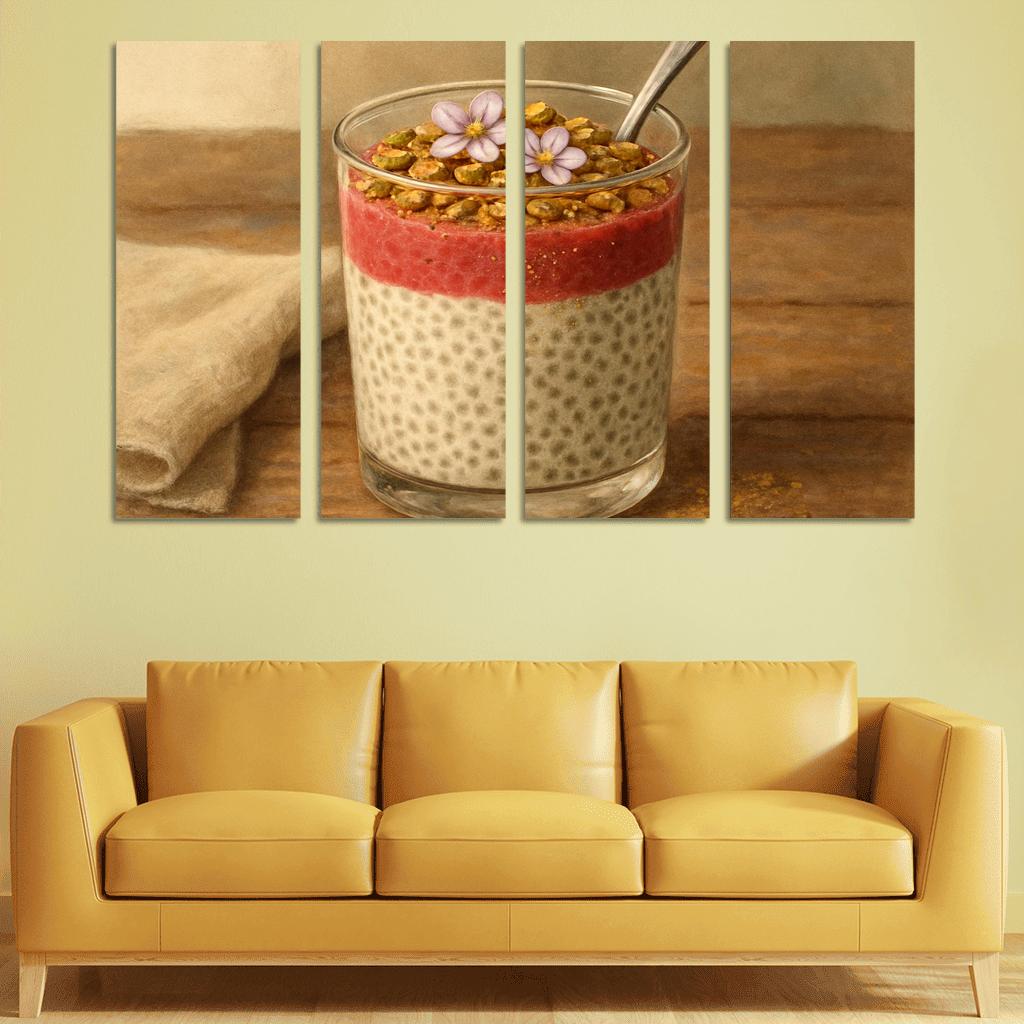 Coconut Cardamom Chia Pudding Parfait canvas paintings frame
