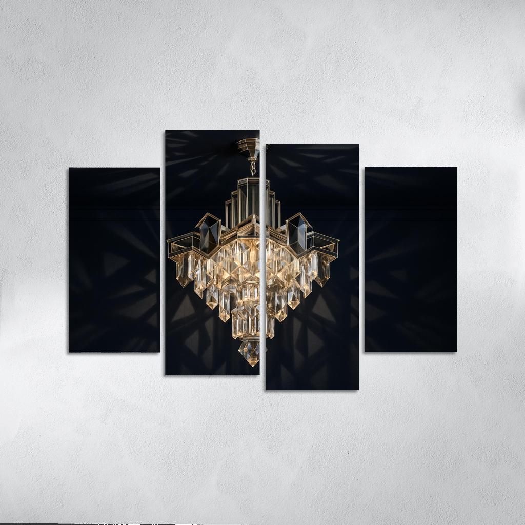 Art Deco Crystal Geometric Chandelier canvas paintings frame