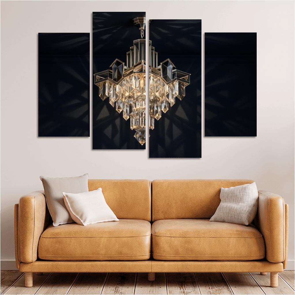 Art Deco Crystal Geometric Chandelier canvas paintings frame