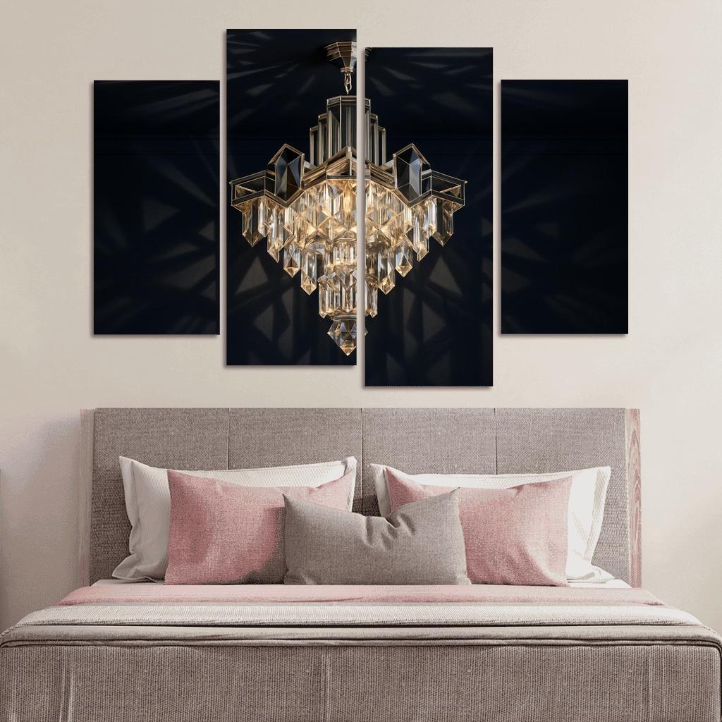 Art Deco Crystal Geometric Chandelier canvas paintings frame