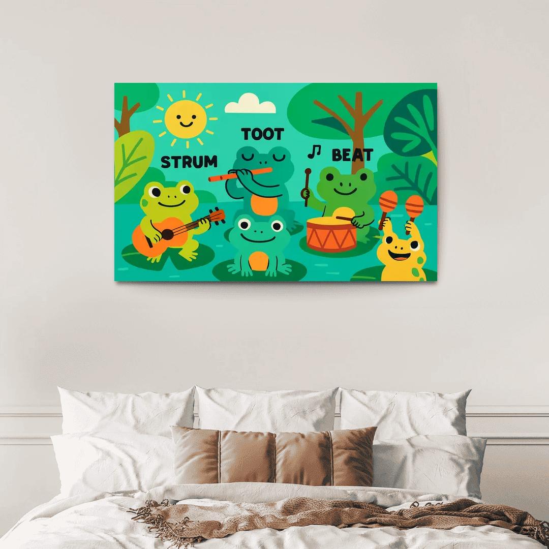 Rainforest Rhythm Frogs framed paintings