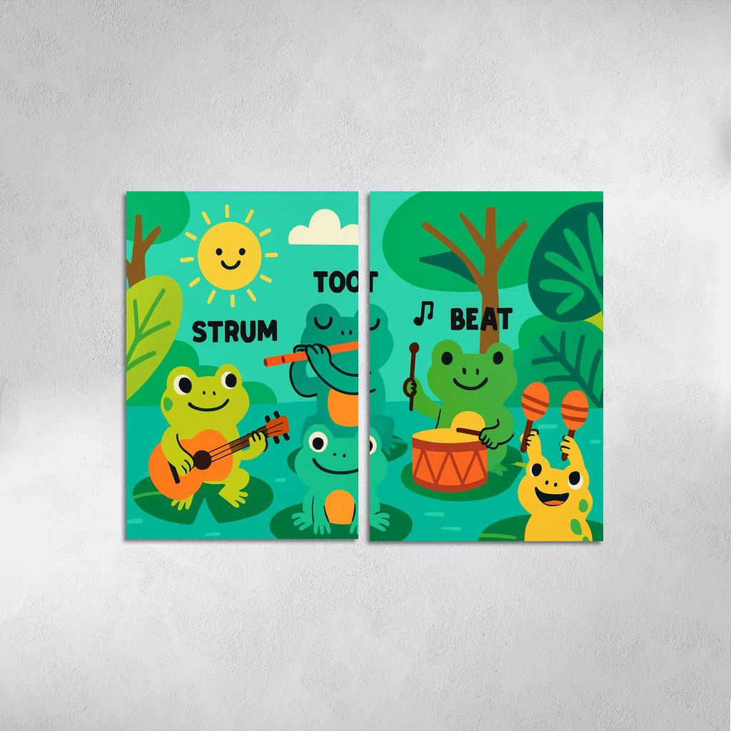Rainforest Rhythm Frogs framed paintings