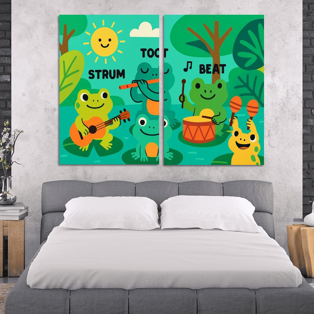 Rainforest Rhythm Frogs framed paintings