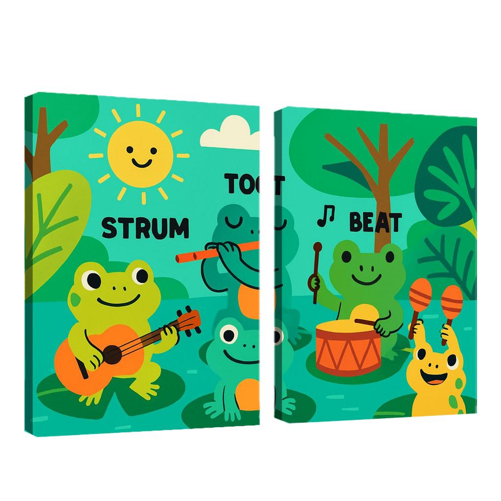 Rainforest Rhythm Frogs framed paintings